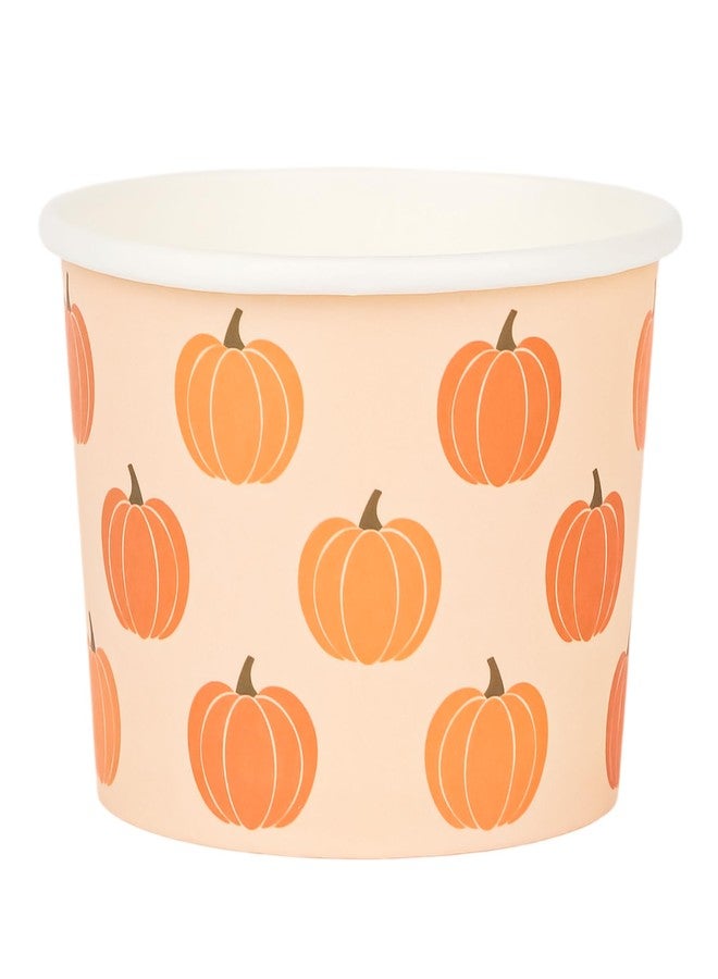 AimFun 50 Pcs Fall Treat Snack Cups Pumpkins Ice Cream Cups 9oz Thanksgiving Autumn Disposable Paper Dessert Bowls for Sundae Frozen Hot Cold Soup Birthday Baby Shower Party Supplies - Image 1